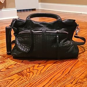 Black leather cross body purse